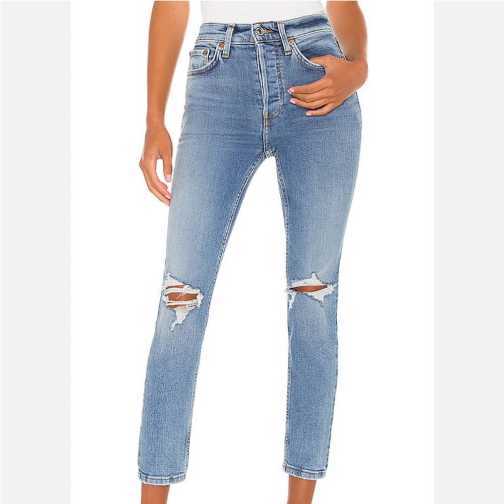 Re/done 90’s high rise ankle crop, size 23, color 60’s faded destroyed